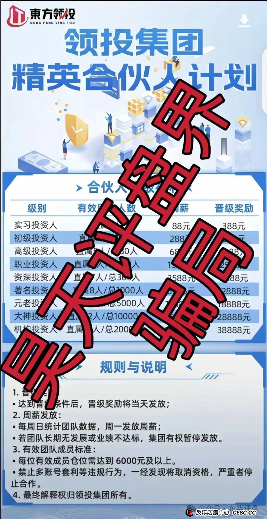 高度预警：东方领投（领投集团）冒充正规公司的跟单类资金盘骗局，即将崩盘