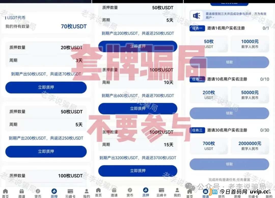 警惕！“云峰金融，中国星链，树交所”这9个项目都是套路相似的陷阱，不要参与，当心血本无归！(1)