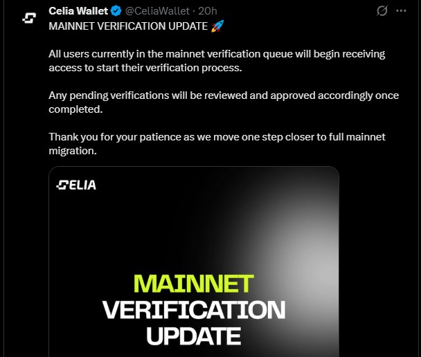 Celia 空投何时上线？Celia 主网验证和 KYC 设置(2)